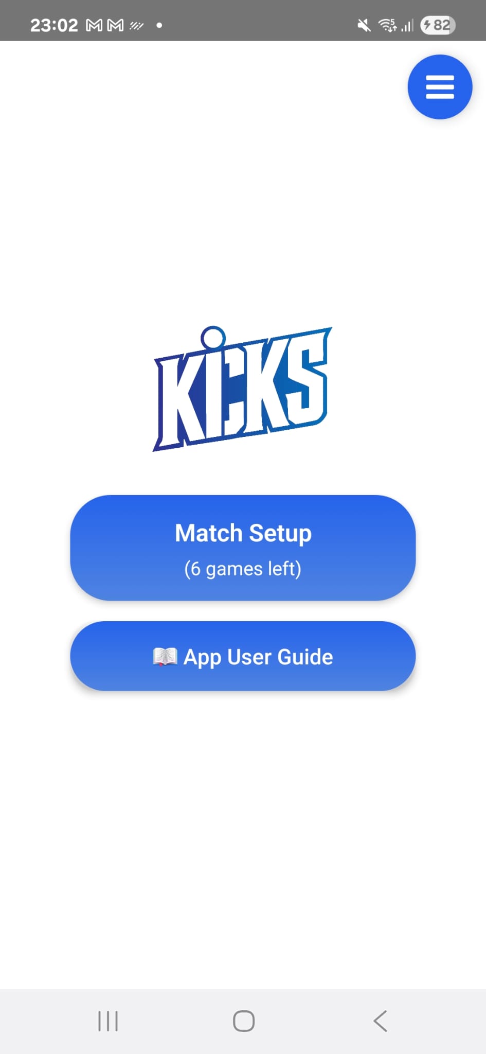 KICKS App Home Screen
